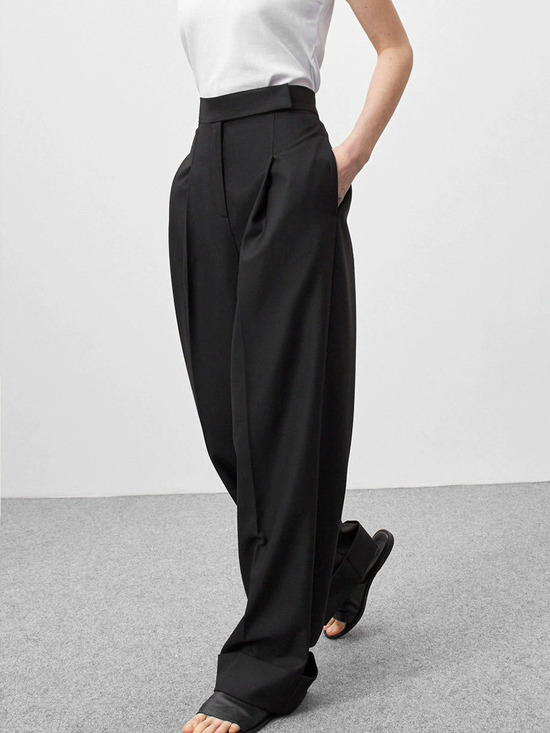 Zara Pants - Zara Black High Waist Wide Leg Floor Length Drape Office Dress Pants Lady